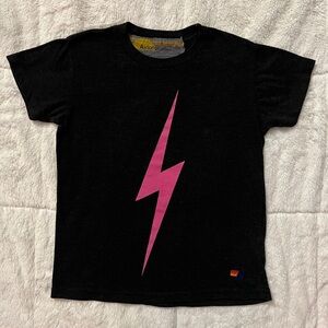Aviator Nation Kids Tee with Pink Lightning Bolt